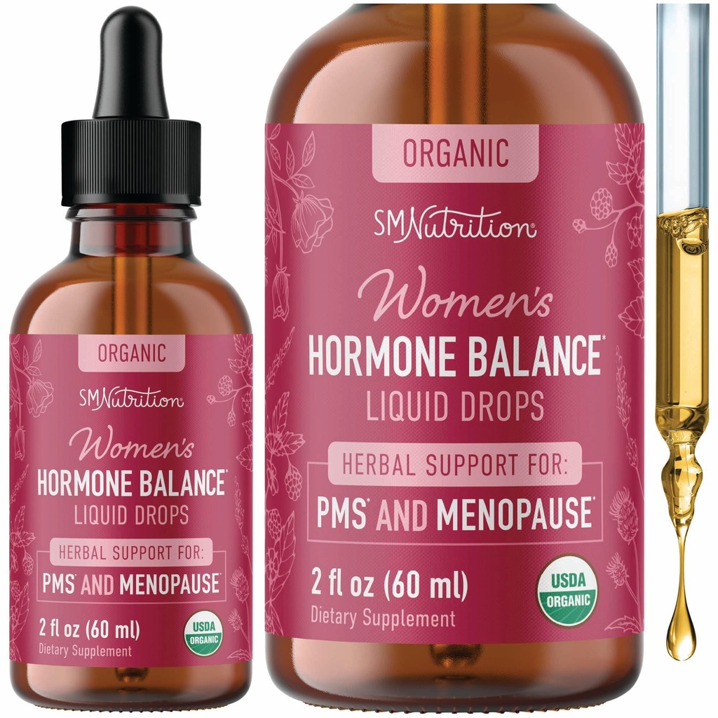 Hormone Balance Liquid Drops | with Black Cohosh, Stinging Nettle, Red Raspberry Leaf, Chasteberry & More | Menopause, Hot Flash, & PMS Relief Menstrual Herbal Support Tincture | Vegan Formula | 2oz