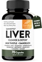 Sandhu's Liver Cleanse Detox &amp; Reparación Soporte ← 70 Capsules (Pack of 1) ← Herbal Supplement for Liver Health TEN LLEK Thistle Dandelion Root Andrographis with 8 Minerals