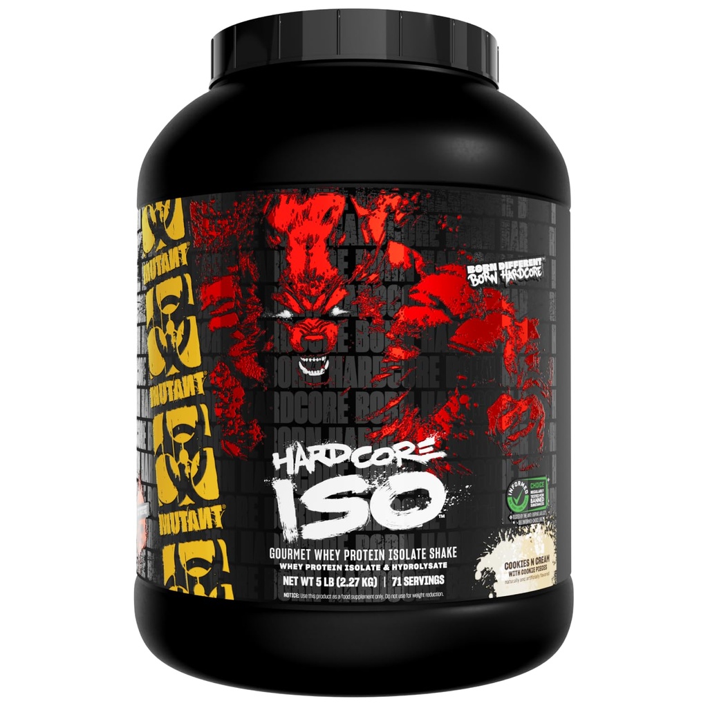 Mutant ISO Surge Whey Protein Isolate Powder Actos rápidos para ayudar a recuperar, construir músculo, a granel y fuerza, 5 lb - Cookies &amp; Cream