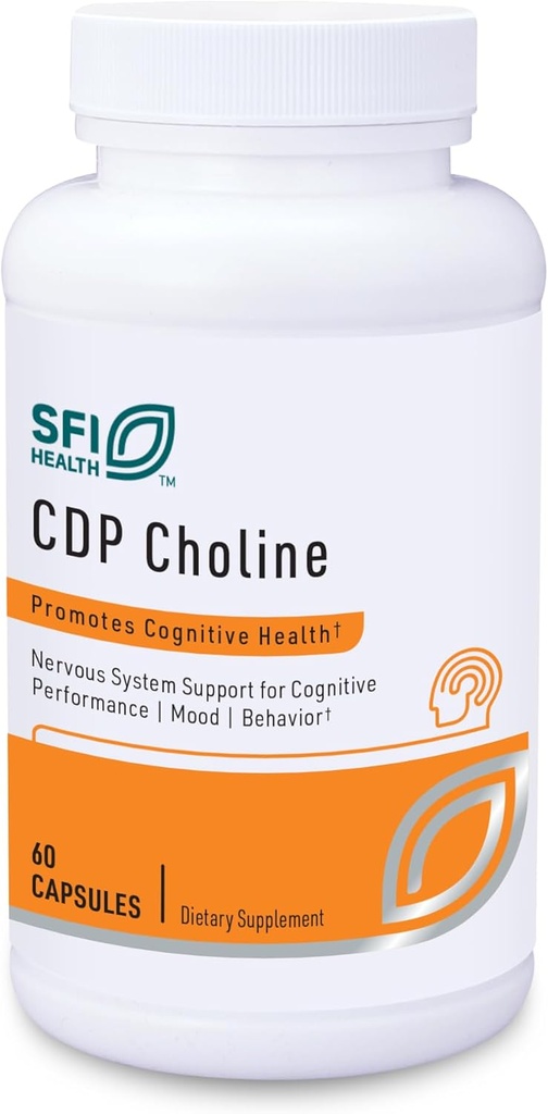 Klaire Labs SFI Health CDP Choline 250mg - Suplementos de línea libre de soja - Cognizin Citicoline para ayudar a apoyar la memoria, enfoque &amp; atención - Forma activa biodisponible, hipoalergénico (60 cápsulas)