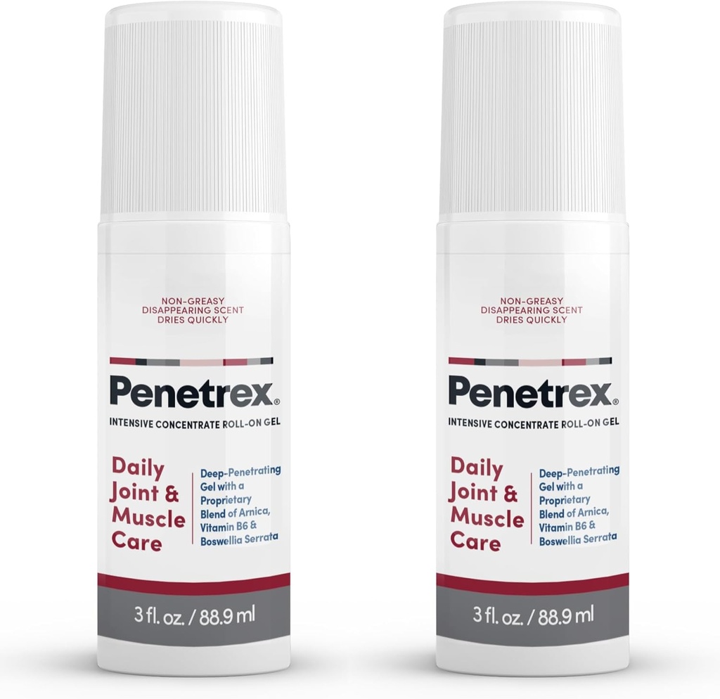 Penetrex Joint & Muscle Therapy - Soothing Gel for Back, Neck, Hands, Feet - Premium Whole Body Rub with Arnica, Vitamin B6 & MSM - 3oz Roll On Gel (2-Pack)
