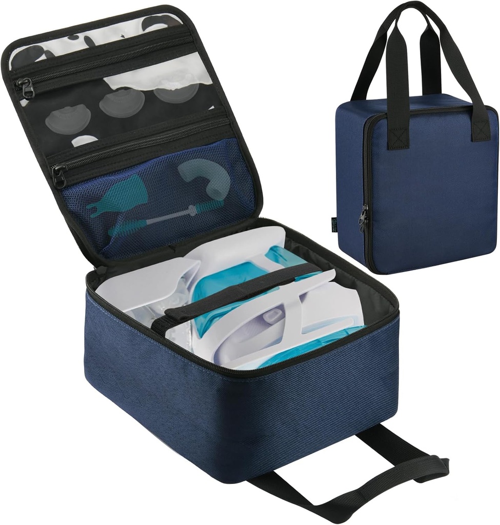 Beautyflier Nose Cleaner Storage Bag, Travel Safety Case for Navage Nasal Irrigation System, Countertop Caddy Portable Neti Pot Carrying Case, Protective Nose Cleaner Bag with Handle Strap (Bag Only)