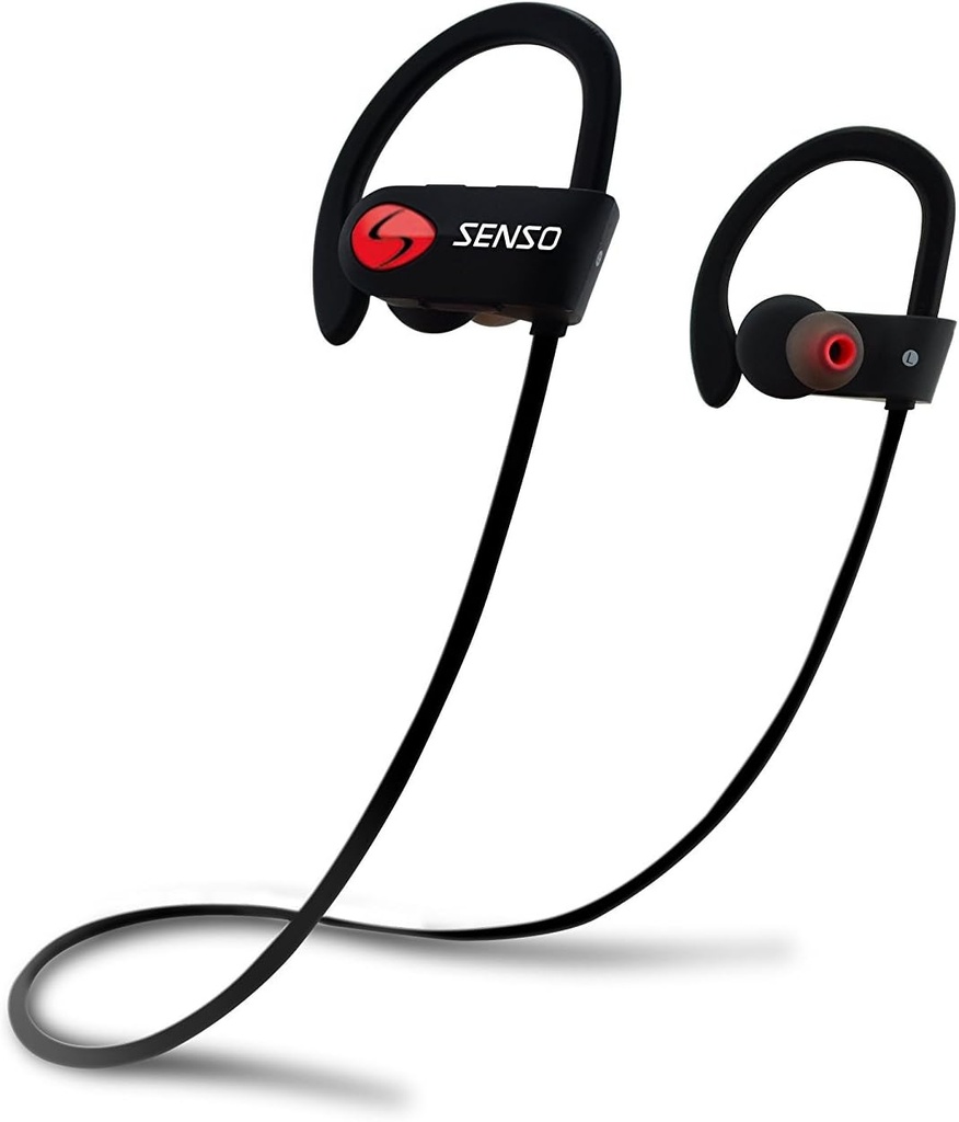 Auriculares Bluetooth Senso, Mejores Earbudos Deportivos Inalámbricos w/Mic IPX7 Auriculares estéreo resistentes al agua para el funcionamiento del gimnasio Noise Cancelación Auriculares Earbuds Anulación de ruido Auriculares