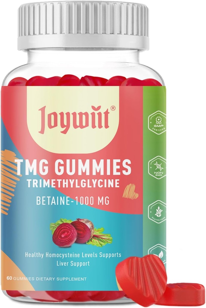 Tmg Trimetilglycine Gummies Suplementos 1000mg Betaine Anhydrous Tmg Gummies, Homocysteine Levels, Energy, Methylation & Immune Support, Liver Health, Gluten Free, 60 Ct