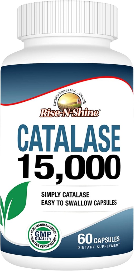 Rise-N-Shine Catalase Supplement 15,000 -Powerful Antioxidant Enzyme for Hair Health, Strong Hair Support and More - 60 Count (60-Day Supply)