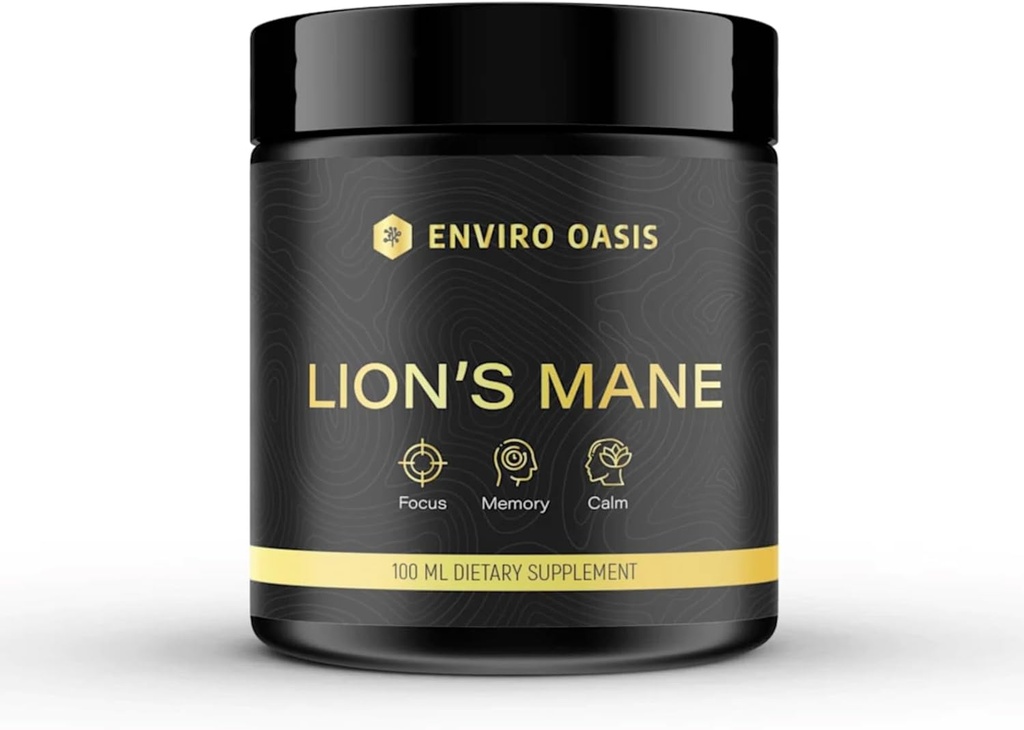 Lions Mane Mushroom Extract Powder - Suplemento Nootropic para promover la energía, el enfoque y el apoyo Función Cognitiva - Brain Health Booster para adultos