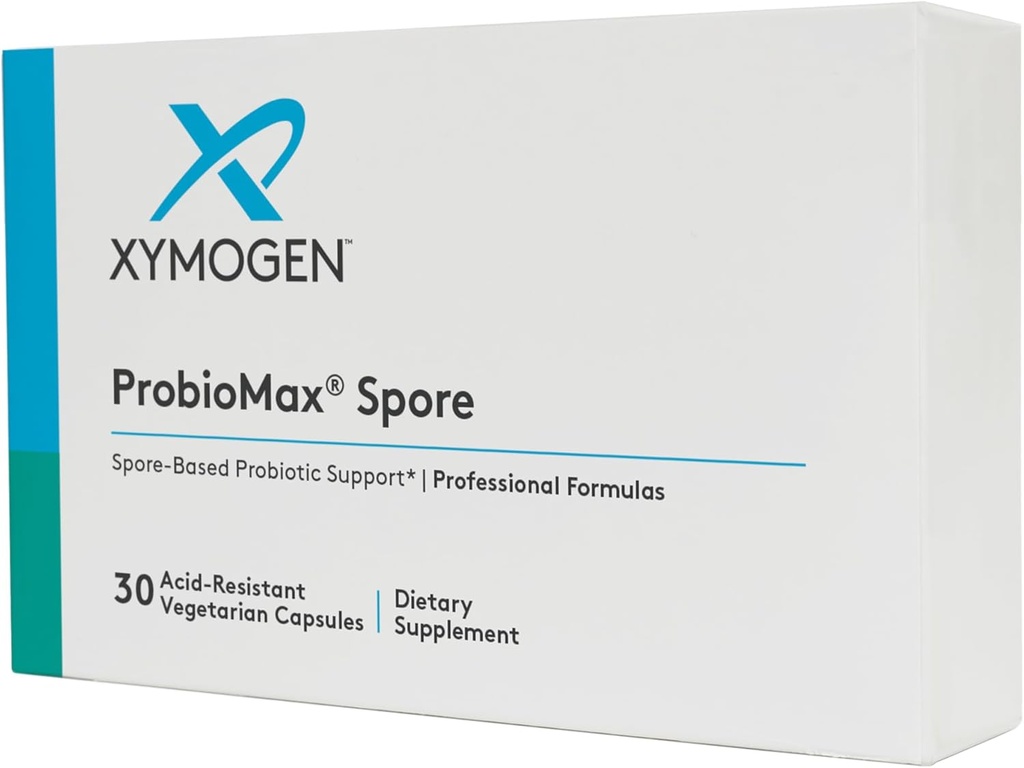 Xymogen ProbioMax Spore Probiotics for Women &amp; Men - Spore Based Probiotic Support - Nourish Your Gut Microbiome & Digestive Health, Promote Bowel Regularity - Vegetarian & Shelf-Stable (30 cápsulas)
