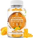 Cretina Monohydrate Gummies para Hombres &amp; Mujeres, Chewables Creatine Monohydrate para la fuerza muscular, Muscle Builder, Energy Boost, Sugar Gratis, Vegan, Mango Flavor-60 Conde