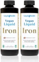 LIQUIDHEALTH Vegan Liquid Iron Supplement with SunActive & Ferrochel Fe - Natural Energy, Immune System & Metabolic Support, Increase Mental Clarity, Prenatal/Postnatal - USA Made, Non-GMO (2 Pack)