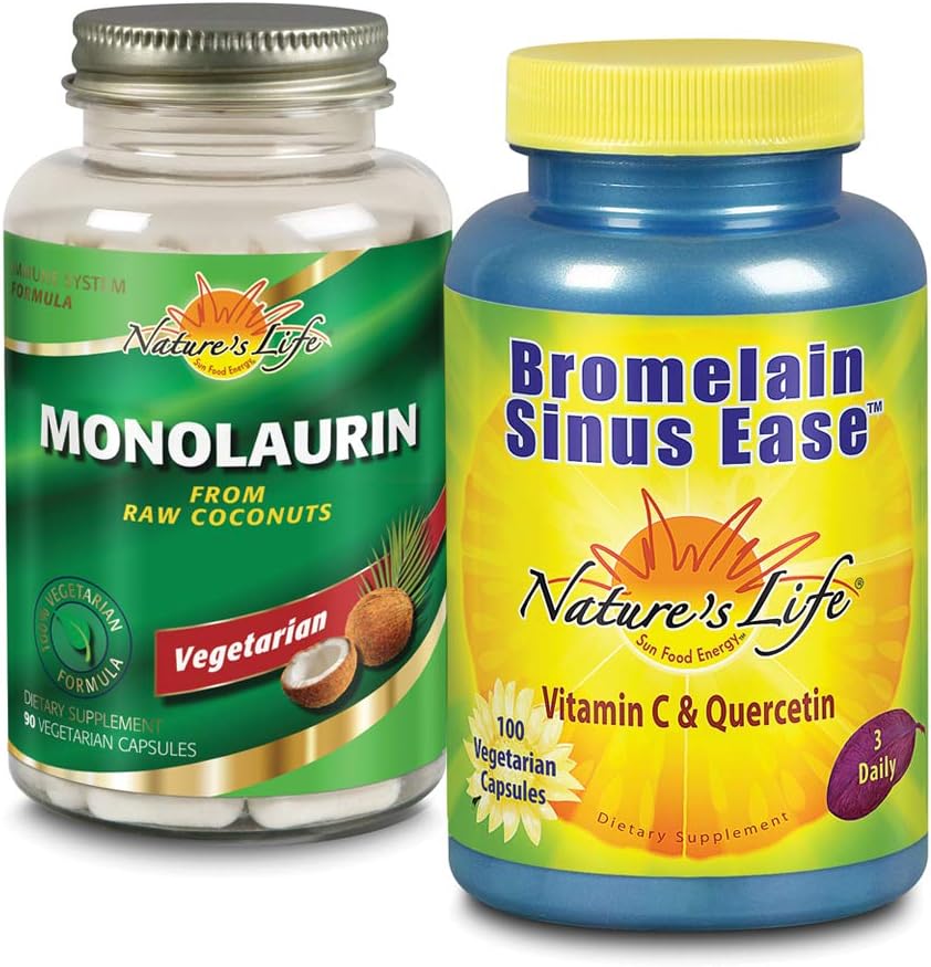 La vida de la naturaleza Monolaurin " Bromelain Sinus Ease Bundle ← Función sana de la inmune " Apoyo respiratorio