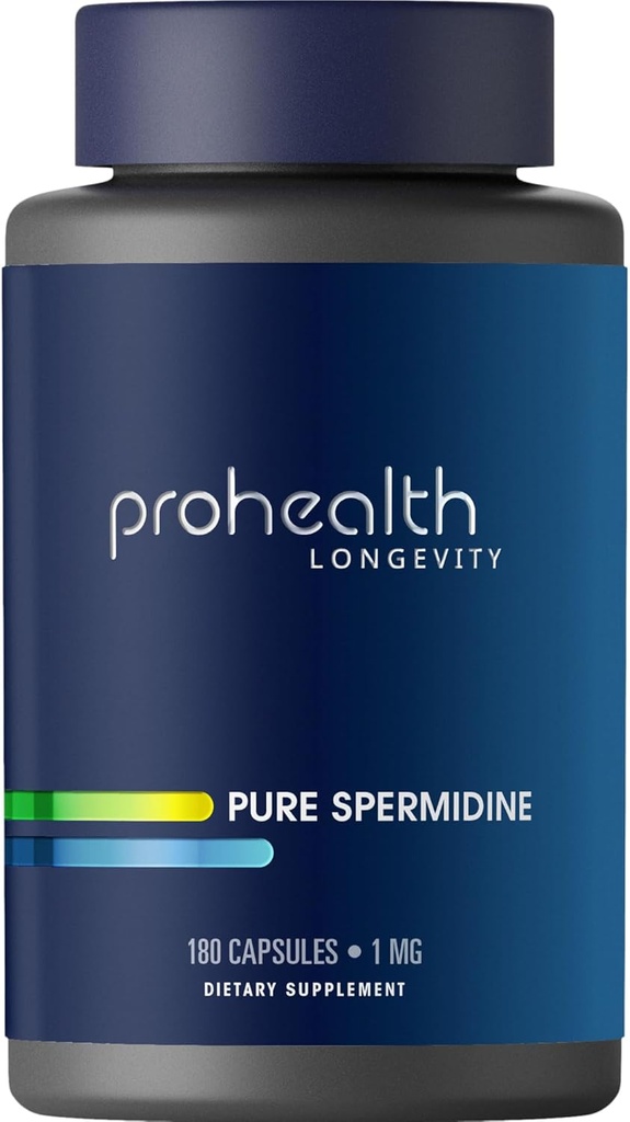 ProHealth Pure Spermidine 1 mg  180 Capsules ← Retracto de Germ de Trigo Plantado para Renovación Celular &amp; Autophagy Support ← Non-GMO, Triple Lab-Tested, GMP-Certified