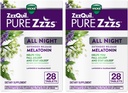 ZzzQuil PURE Zzzs All Night Extended Release, Melatonin Sleep Aid Tablets, Helps You Stay Asleep Longer, Sleep Aid for Adults, 2 mg por tableta, 56 Total Tablets (2 Packs of 28)