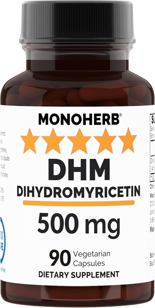 MONOHERB Dihydromyricetin 500 mg - DHM Supplement - 90 Veg Capsules - 90 Servings