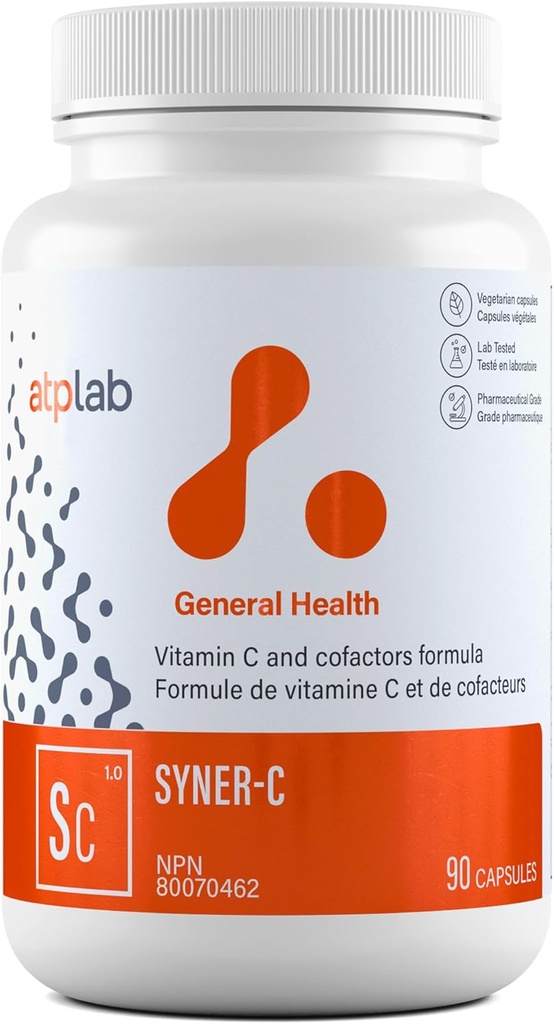 ATP LAB | Syner-C 90 caps | Syner-C, The Ultra-Potent chelated Vitamin C Formula Combined with quercetin for Optimal Immunity.
