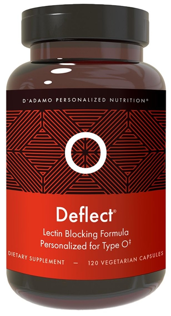 D'Adamo Deflector Personalizado de Nutrición Lectin Blocker (Blood Type O) - 120 Capsules Vegetarianos. Metabolismo Booster. Apoyo Inmunitario. Hecho en Estados Unidos.