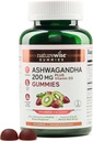 NatureWise Ashwagandha Gummies - Strawberry Kiwi - KSM-66 con Vitamina D3 - Mood Calming Support - Vegetarian - Non-GMO, Gelatin y Gluten Gratis - 60 Conde[1-Month Supply]