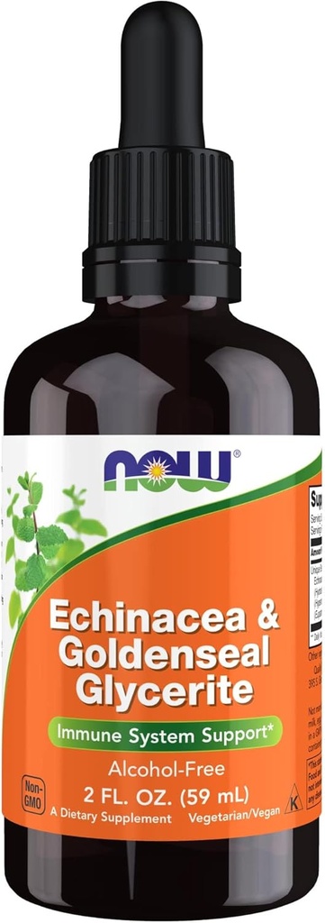 AHORA Alimentos Suplementos, Echinacea & Goldenseal Glycerite con Dropper, Immune System Support*, 2-Ounce