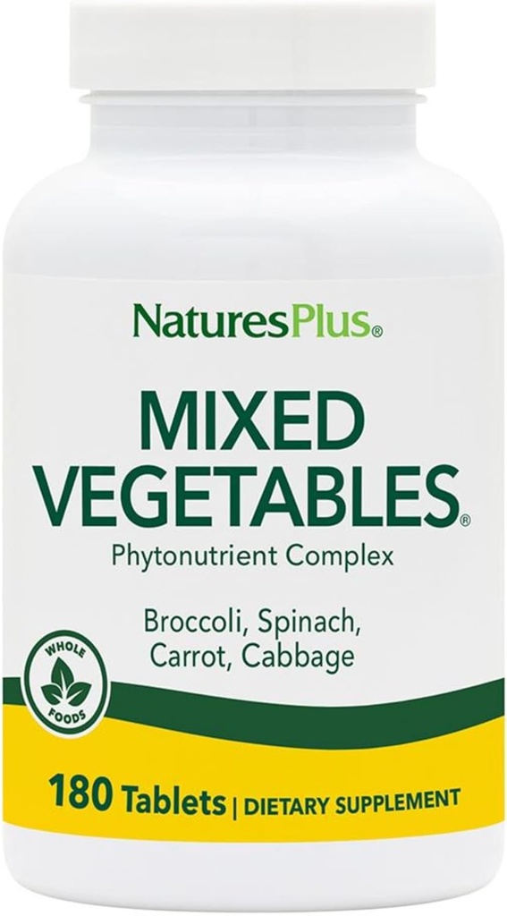 Naturalezas Plus Verduras Mixtas - 1300 mg, 180 Tabletas Vegetarianas - Suplemento Potente de Fitonutrientes Alimentos completos, promueve la salud general - Sin gluten - 60 Serviciones