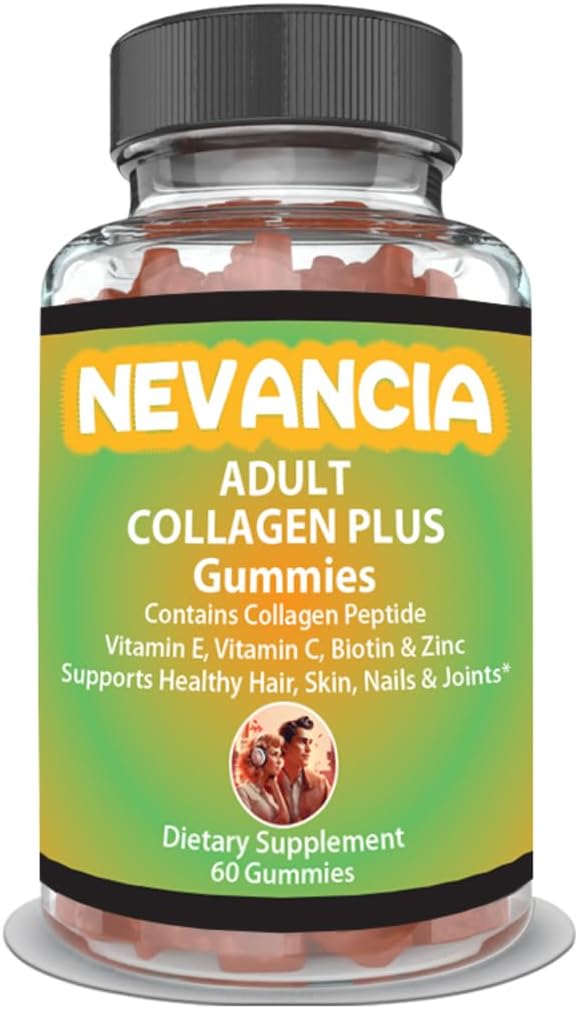 Collagen Gummies Contiene Peptide Collagen, Vitamina C, Biotina, Vitamina E, Zinc, Esquía de glaseado, Pelo más completo, uñas más fuertes, salud conjunta, 60 Gummies Tasty, 30-Day Supply