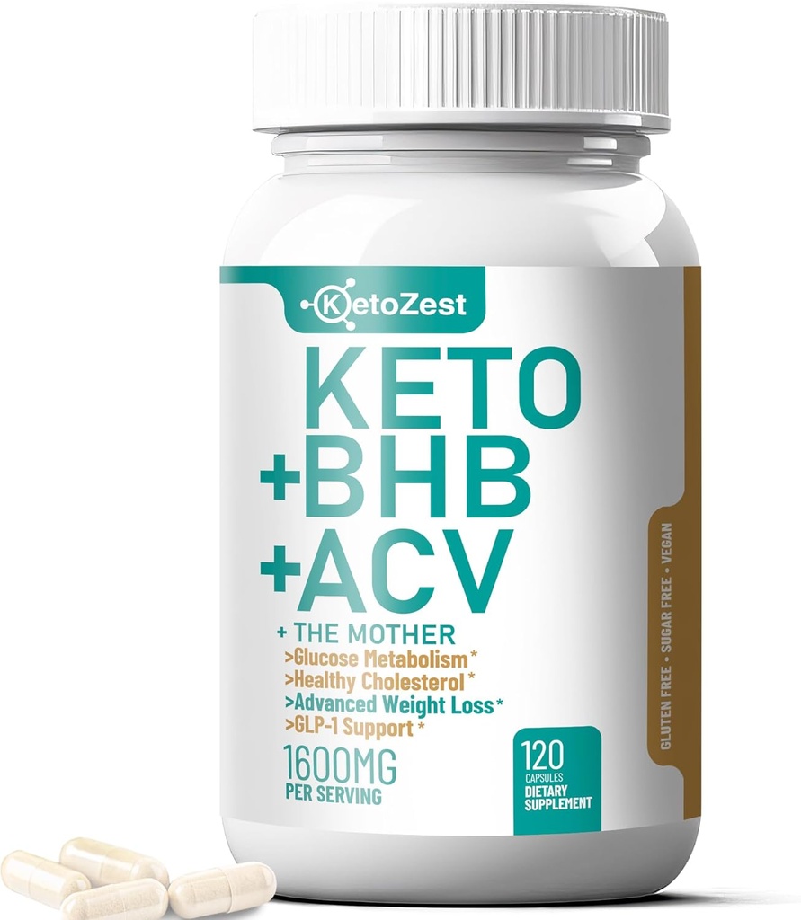 Keto ACV BHB capsules 1600mg para la pérdida de peso avanzada &amp; Belly Fat Burn - Vinagre de sidra de manzana orgánica con el suplemento de la madre Ketones Vegan - con vitamina D3 Zinc cromo para hombres mujeres