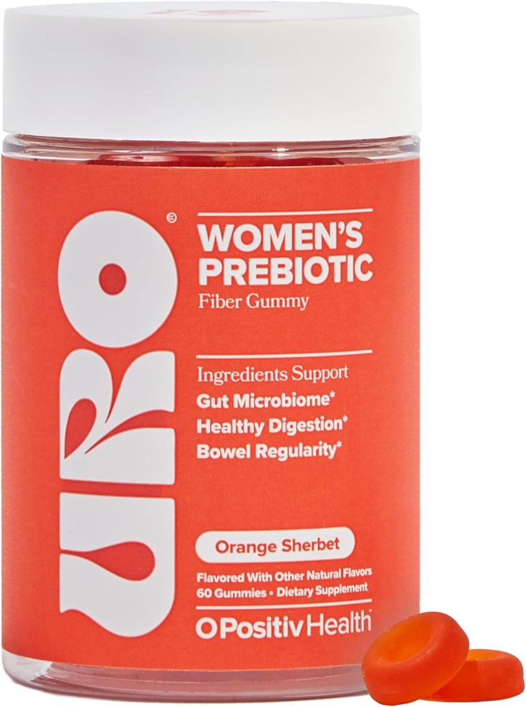 O Positiv URO Gummies de fibra para adultos, 60 Conde (Pack of 1) - Prebiótico Chicory Root Inulin Fiber Suplemento - Daily Gummy Fiber for Digestive Gut Health - Non-GMO, Vegan &amp; Cruelty-Free