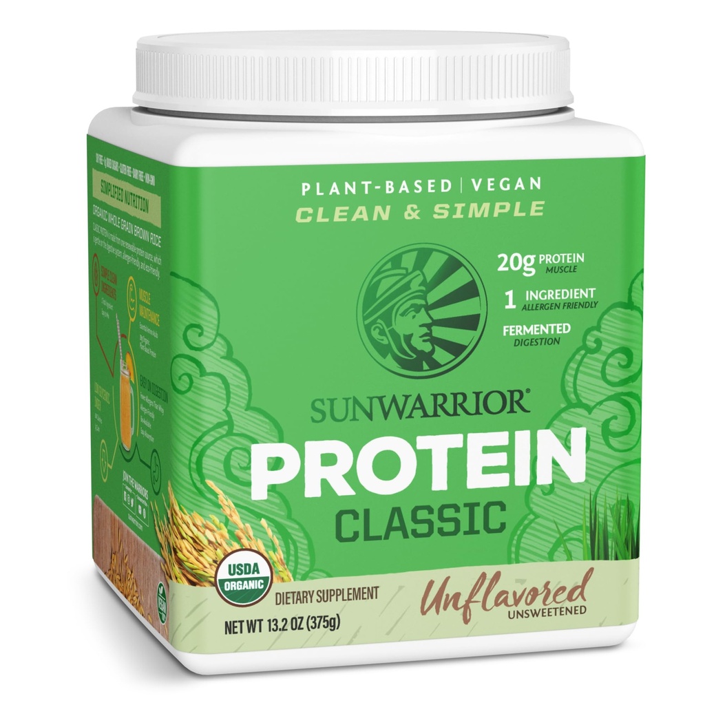 Sunwarrior Brown Rice Protein Powder with Bcaa & Amino Acids Raw Rice Protein Shake Gluten Free Low Carb Dairy Free | Plant Based Classic Sprouted Brown Rice Protein Powder Natural 750g