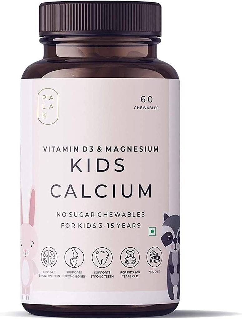 Verem Palak Notas: Niños Calcio con Vitamina D3, K2 y Magnesio Silencio No Aprendizaje Chewables