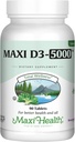 Maxi Health Vitamin D3 5000 UI (125 mcg) - High Dose Vitamin D 5000 UI - Huesos saludables, dientes, soporte inmunológico - Kosher Pure High Potency Vit D3 (90 Tablets)