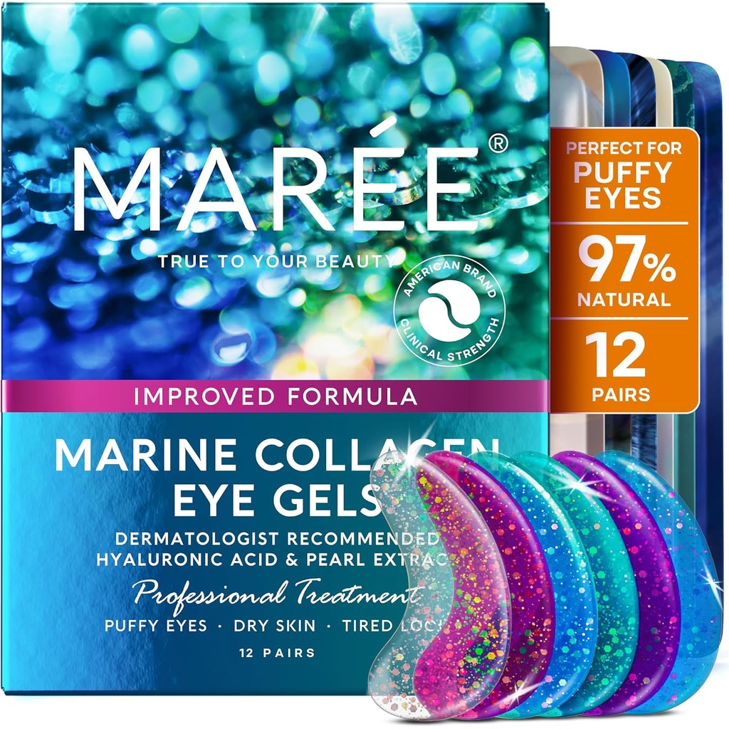 MAREE Ojo Gels - Paletas bajo ojos para ojos hinchados y círculos oscuros con colágeno " Ácido hialurónico - Antirugas bajo máscaras del ojo Tratamiento de habilidad para la aptitud " Bolsas - Parches Para Ojeras