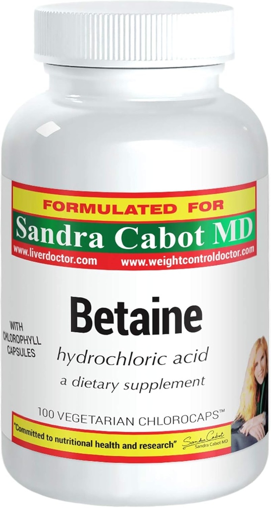 Pure Betaine HCL Supplement Capsules - Betaine HCL 100 Chlorocaps