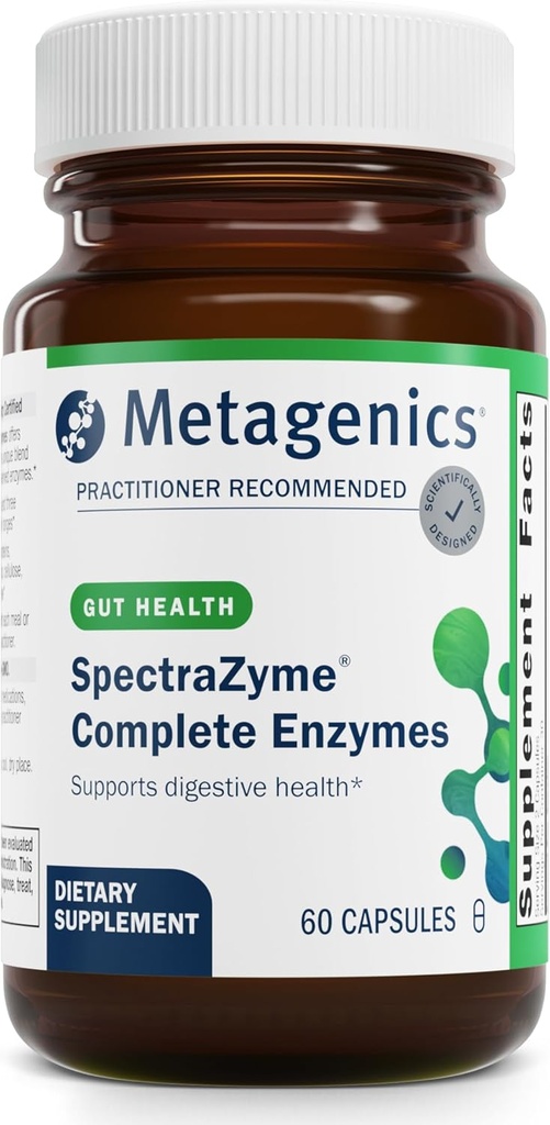 Complejo de enzima metagénica - Enzimas digestivas de base vegetal para la proteína, desintegración de grasas y carbohidratos - admite la indigestión, ruborización " salud de colon* - libre de gluten, vegano - 60 cápsulas