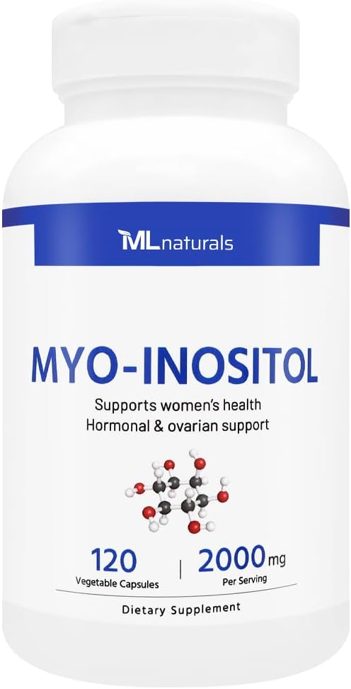 ML Naturals Myo-Inositol 2000 mg 120 Vegetable Capsules, NSF-Certified " cGMP-Compliant