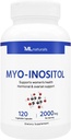 ML Naturals Myo-Inositol 2000 mg 120 Vegetable Capsules, NSF-Certified " cGMP-Compliant