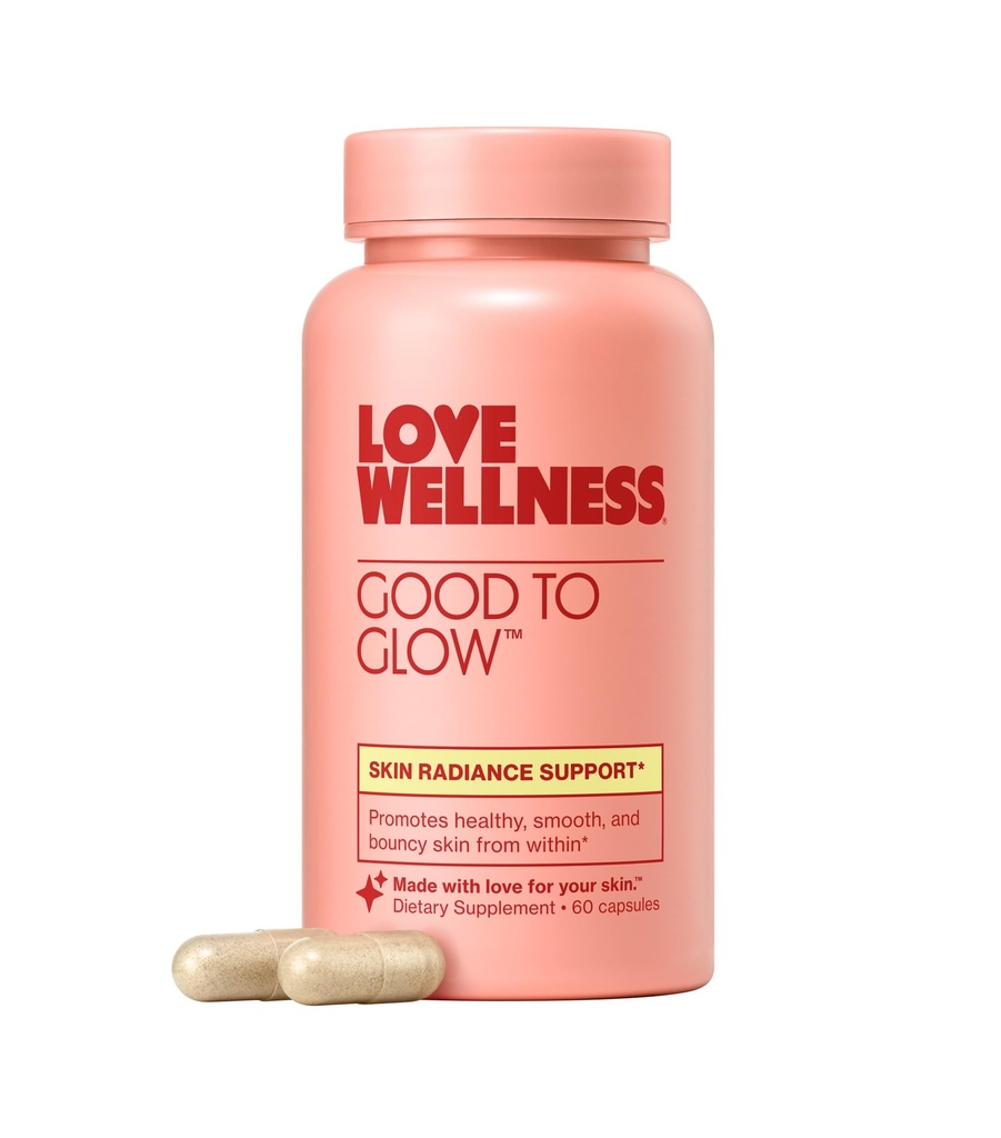 Love Wellness Good to Glow Silencioso Suplemento colágeno con Biotina, Vitamina C, E, Ashwagandha & Zinc ← Promueve Smooth, Glowing & Clear Skin ← Enhances Smoothness " Promotes Healthy Skin tención 60 Conde