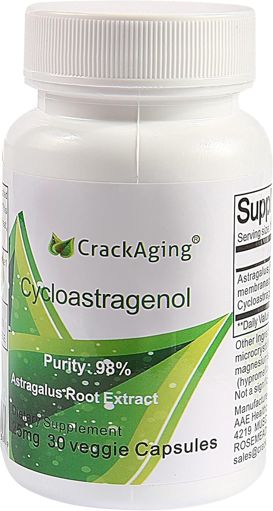 Crackaging Cycloastragenol 98% Anti-Aging &amp; Telomerase Activation Suplemento 25mg 30 Caps