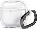 Spigen Ultra Hybrid Designed AirPods 4 Case (2024) Funda transparente antialineadora con la cadena de llave Carabiner - Jet White