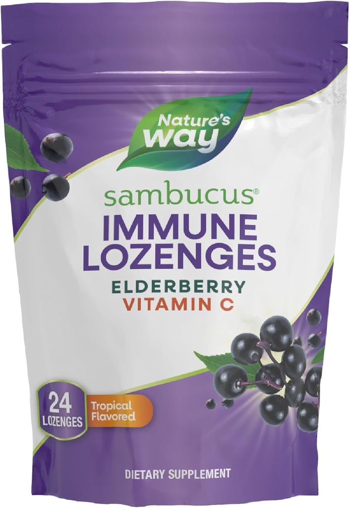 Camino de la Naturaleza Sambucus Immune Lozenges, High Potency Vitamin C, Elderberry, 24 Tropical Flavored Lozenges (Packaging May Vary)