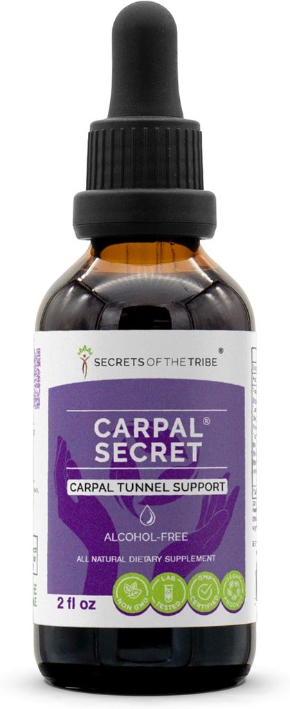 Secretos de la tribu - Carpal Secret, Carpal Tunnel Support, Herbal Supplement Blend Drops Alcohol-Free Liquid Extract (2 fl oz)