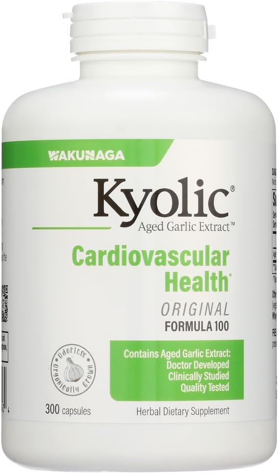 Extracto de ajo envejecido Kyolic - Fórmula Cardiovascular original 100, alta potencia 600mg, 300 caps., (Wakunaga/Kyolic)