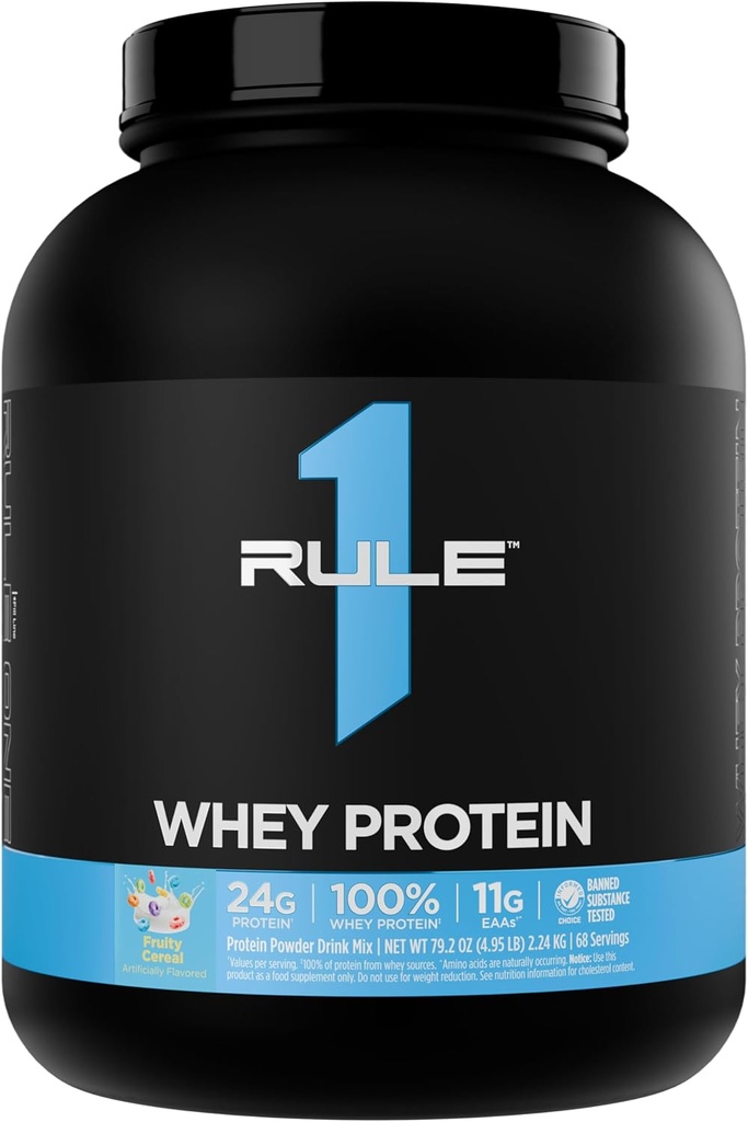 Regla 1 Whey Protein – 24g Proteína de acción rápida de todas las fuentes con EAAs ocurridas naturalmente " BCAAs para la recuperación del entrenamiento o cualquier uso en cualquier momento (5 libras*, cereal afrutado)