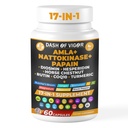 Dash of Vigor 17-in-1 Amla Extract, Suplemento Papain, Nattokinase Diosmin Hesperidin Suplemento, CoQ10 con Extracto Turmérico, Extracto de Castaña de Caballo, Vitamina C y Rutina, EE.UU., 60 cápsulas