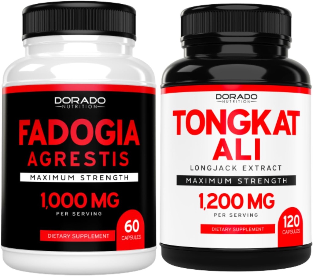Fadogia Agrestis Extract (60 Conde) Maximum Strength for Athletic Performance & Muscle Mass and Tongkat Ali For Men (120 Capsules) Longjack Tongkat Ali for Men's Health & Vitality Support - USA Made