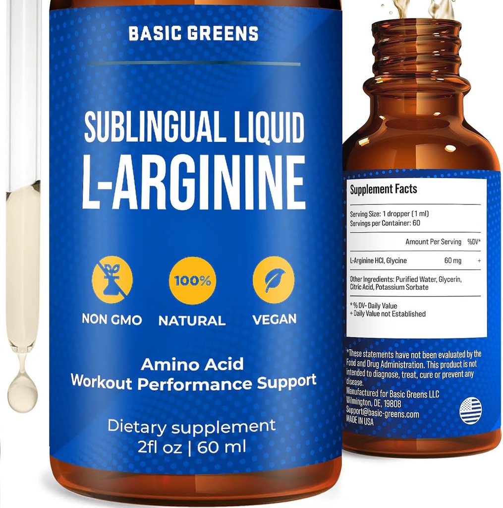 L Arginine Liquid - L-Arginine Supplement for Hombre and Women with Nitric Oxide Precursor, L Arginine Supplement