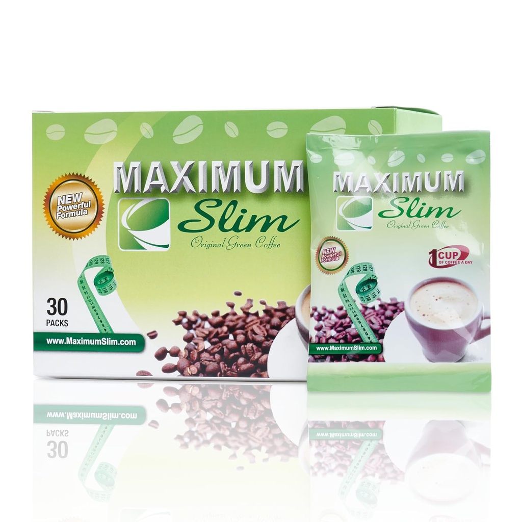 Máximo Slim Café Verde Original –Premio 4-en-1 Fórmula con Extractos Herbales Naturales para Energía y Vitalidad. Creamy " Delicious for Maximum Satisfaction. No Messy Side Effects-Made in the USA-30 Ct