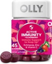 OLLY Immunity Gummy, Immune Support, Elderberry, Zinc, Vitamina C, Suplemento, Berry Flavor, 15 Day Supply - 45 Count