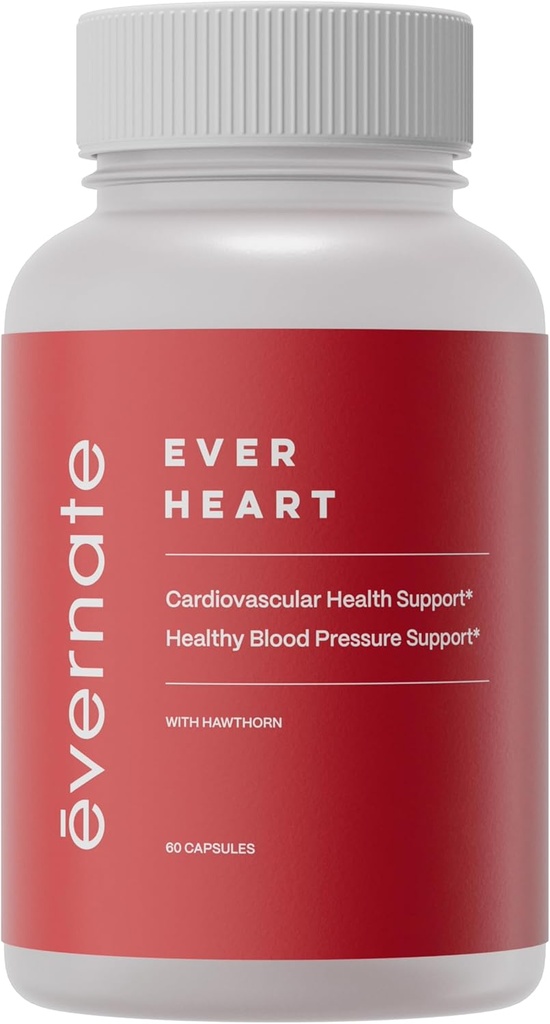 Ever Heart ¦ Blood Pressure Support Supplement ← Combination of Ajo, Hawthorn, Ginkgo biloba, Zinc, " L-Arginine TEN Non GMO, Gluten Free TEN Easy to Swallow " Digest TEN 60 cápsulas