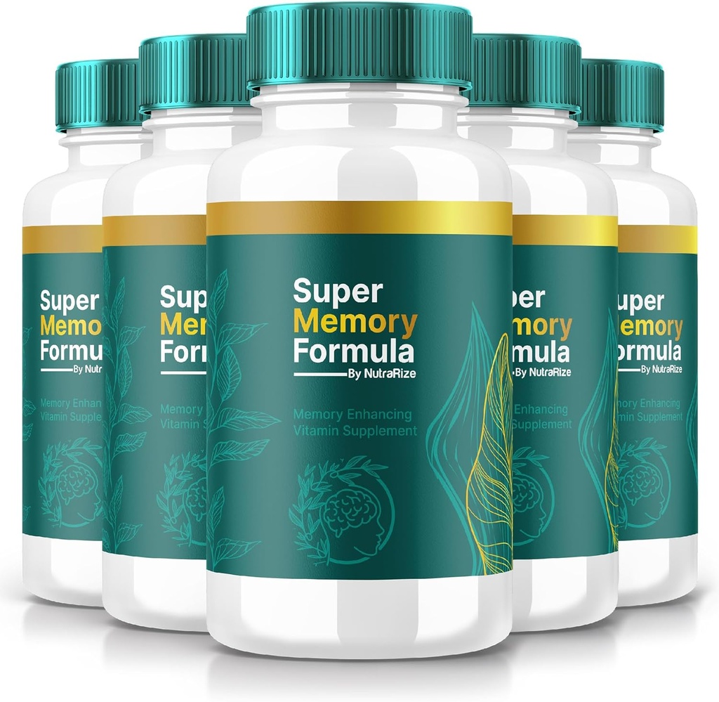 NutraRize (5 Pack) Super Memory Fórmula – Daily Support Capsules with a Balanced Blend for Focus, Alertness, and Everyday Sharpness  Just 2 Easy-to-Take Pills a Day (300 Capsules)