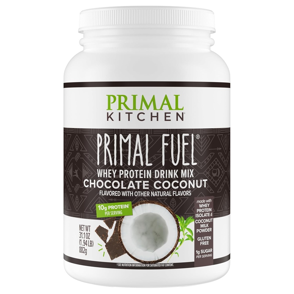 Primal Cocina Primal Combustible Chocolate Coconut Whey Protein Powder, Gluten y Soy Gratis, 1,94 libras