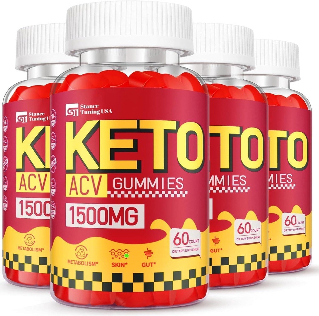 Keto ACV Gummies - 1500MG ACV Keto Gummies for Women Men - Vegan &amp; Non-GMO, 4 Pack