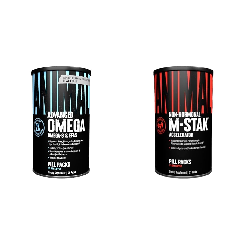 Animal Omega 3 &amp; 6 Suplemento 30 Day Pack M-Stak No Hormonal Hard Gainers Muscle Building Stack 21 Conde